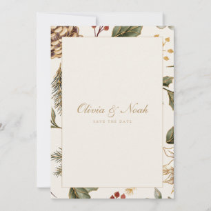 Navidades Foliage Pinecone Guardar La Tarjeta De F