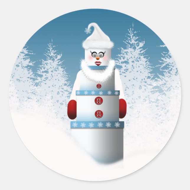 Navidades forestales de Snowman diseñan Pegatinas (Anverso)