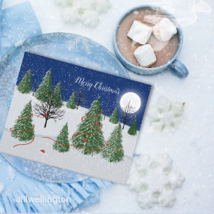 Navidades forestales encantados hasta tarjeta post