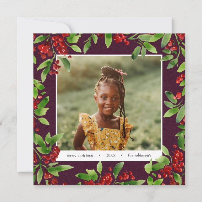 Navidades foto acuarela tarjeta de vacaciones botá (Anverso)