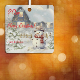 Navidades foto retro de nieve Ornamento cuadrado