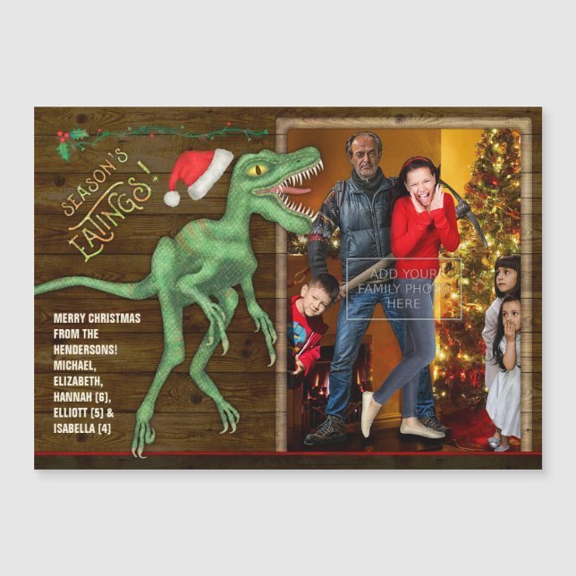 Navidades Fotografía divertida de Velociraptor Din (Anverso)