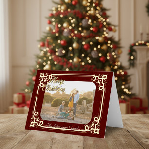 Navidades fotográficos con marcos de oro y borgoña