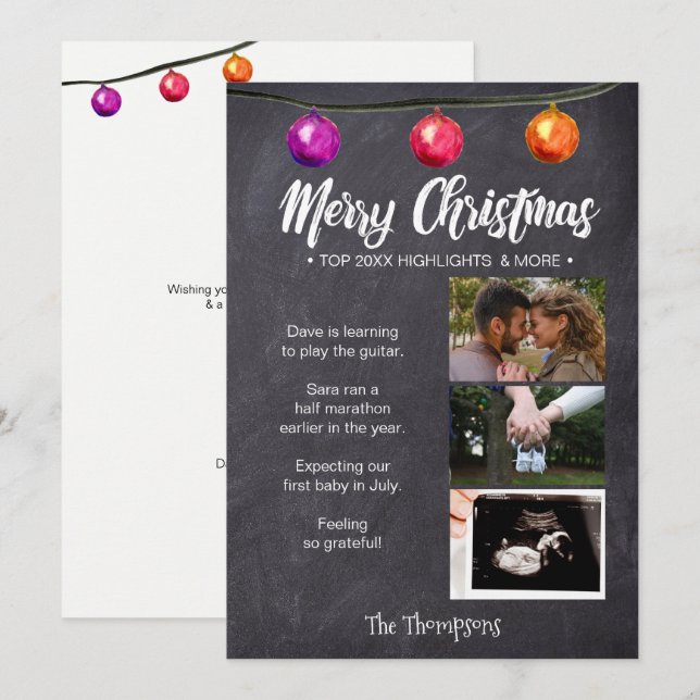 Navidades fotográficos de Chalkboard Invitación de (Anverso / Reverso)