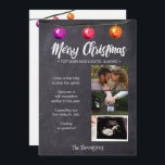 Navidades fotográficos de Chalkboard Invitación de<br><div class="desc">Difunde la alegría de su embarazo a esta Navidad con la Invitación de Embarazo de las Navidades fotográficas de Chalkboard. Esta encantadora y encantadora tarjeta plana le permite compartir la emoción de su viaje con la familia y amigos cercanos de una manera deliciosa y festiva. La parte central de la...</div>