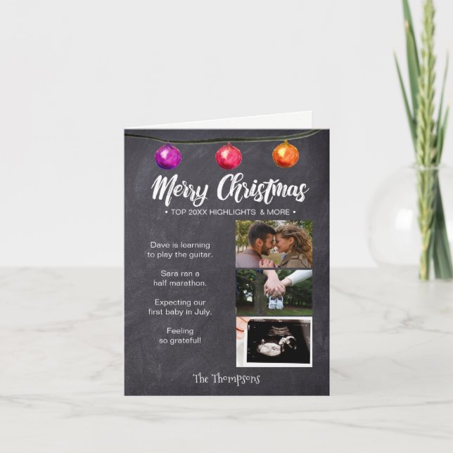 Navidades fotográficos de Chalkboard Invitación de (Anverso)
