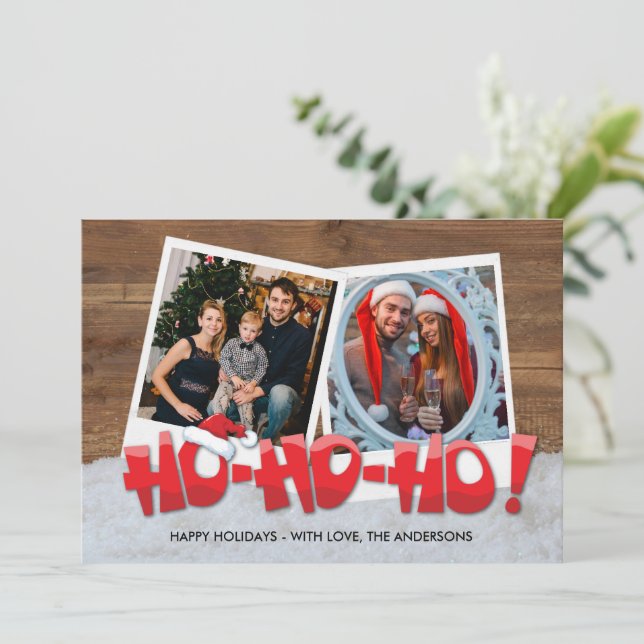Navidades fotográficos de la familia Santa Ho Ho H (Anverso de pie)