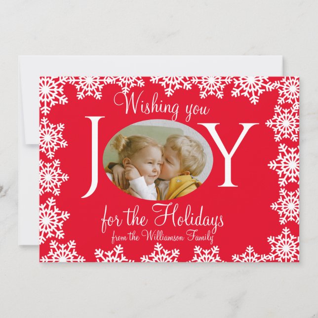 Navidades fotográficos familiares Tarjeta de copos (Anverso)
