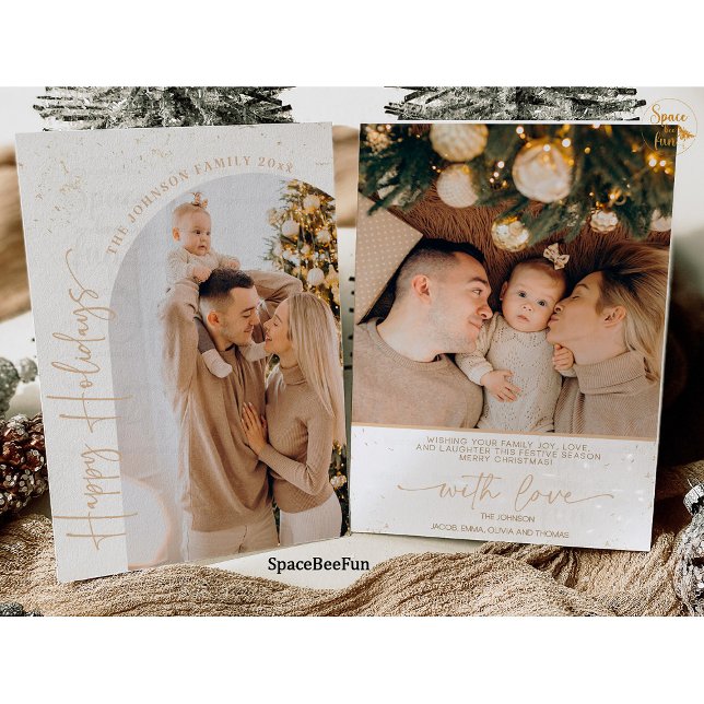 Navidades fotográficos Tarjeta de vacaciones para  (Photo Christmas Card Boho Family Christmas Card Holiday Card Modern Minimalist Christmas Card )