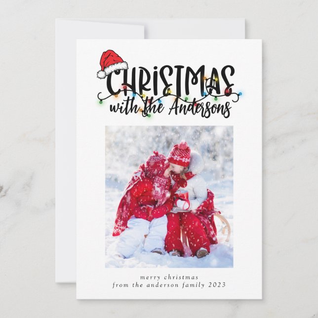 Navidades fotográficos Tarjeta Santa Hat String Li (Anverso)