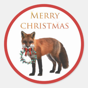Navidades Fox Glossy Pegatina de Ronda