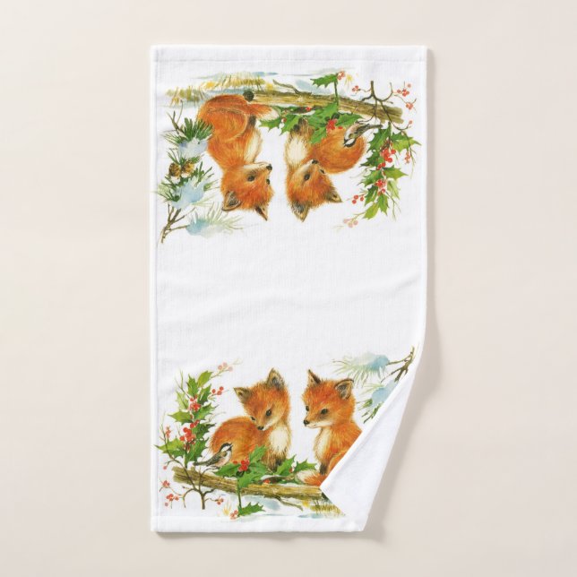 Navidades Foxes Toalla de mano de huésped Cuarto d (Toalla de mano)