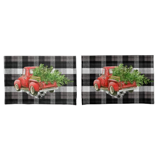 Navidades Fundas Pillow Rojo XMAS Camión Blanco (Anverso - Set)