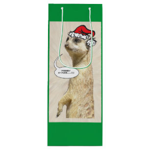 Navidades Furry Meerkat Bolsa de Vino VERDE