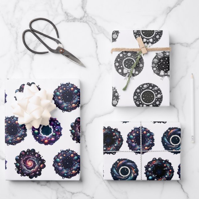 Navidades galácticos envuelven papel - Celestial (Anverso)