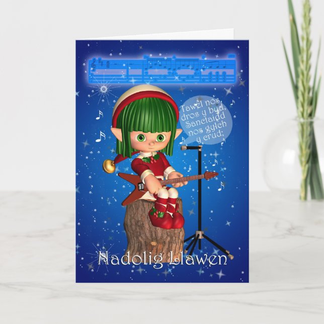 Navidades galeses con tarjeta de noche silenciosa, (Anverso)