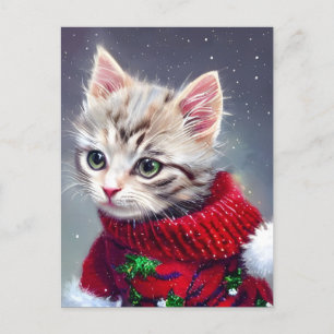 Navidades Gatito Saludando la tarjeta postal de va
