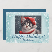 Navidades gatitos 8, vacaciones felices, tarjeta d