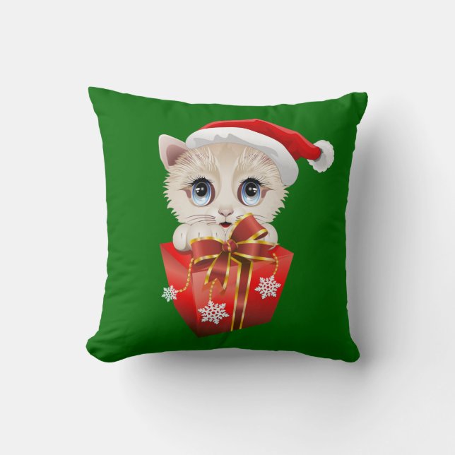 Navidades gatitos Santa con almohada de regalo (Anverso)