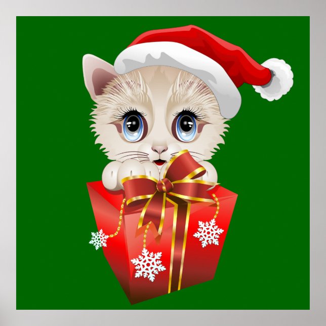 Navidades gatitos Santa con posters de regalo (Frente)