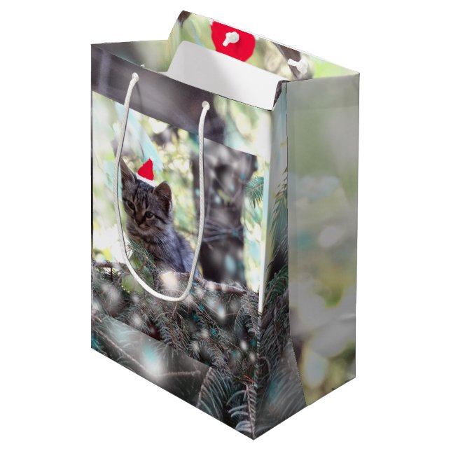 Navidades gatitos tiempo Bolsa de regalo - Medio,  (Angulo Anverso)