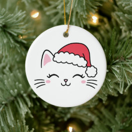 Navidades Gato Ornamento Cerámico