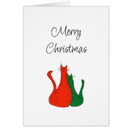 Navidades Gatos Cute Red Green Holiday Card