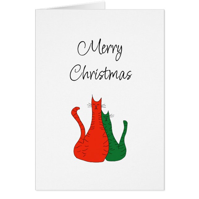 Navidades Gatos Cute Red Green Holiday Card (Frente)