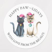 Navidades Gatos Etiquetas de ajuste de regalo pers