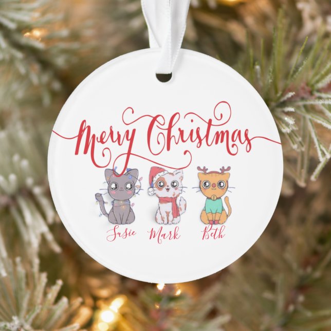Navidades gatos ornamento personalizado (Árbol)