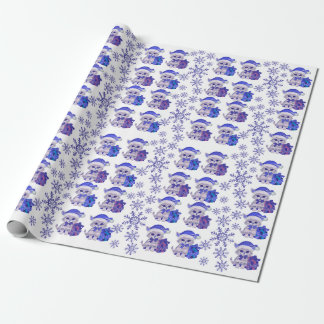 Navidades gatos papel de envoltura azul