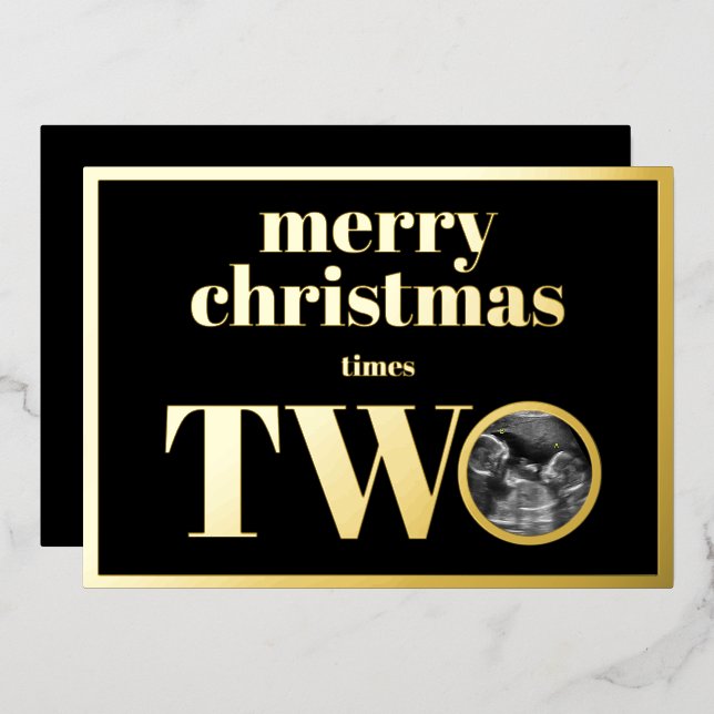 Navidades gemelos tarjeta de Invitación de embaraz (Anverso/Reverso)