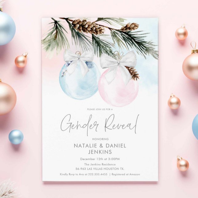 Navidades género revelan invitación de Baby Shower (Winter Gender Reveal Invitation)