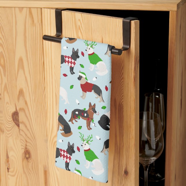 Navidades German Shepherd Kitchen Toalla (Pliegue de tercios)