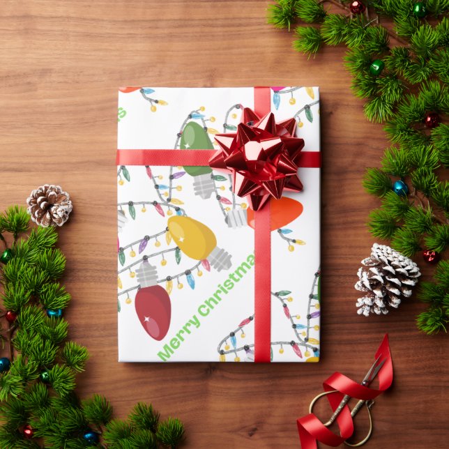 Navidades gigantes iluminan papel de envolvimiento (Regalo de vacaciones)