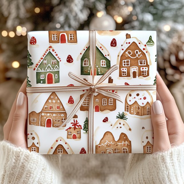 Navidades Gingerbread Casas Envolver Papel (Subido por el creador)