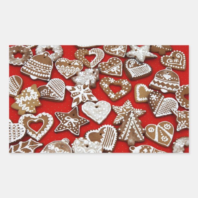 Navidades Gingerbread Cookies Pegatinas rectangula (Anverso)