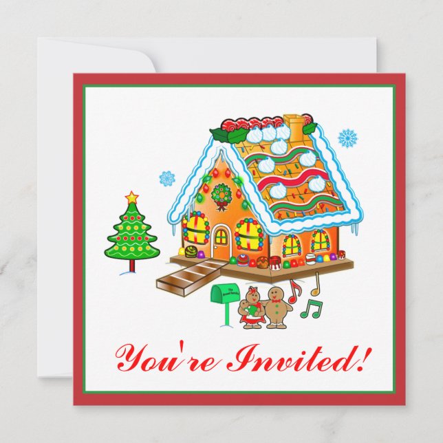 Navidades Gingerbread House Party Invitación (Anverso)