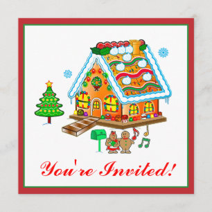 Navidades Gingerbread House Party Invitación
