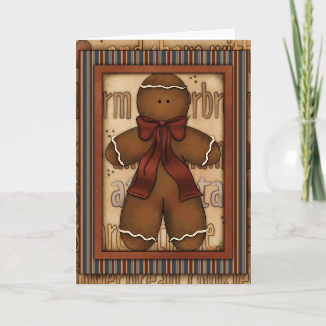 Navidades Gingerbread Man Diseño Tarjeta de Saludo (Anverso)