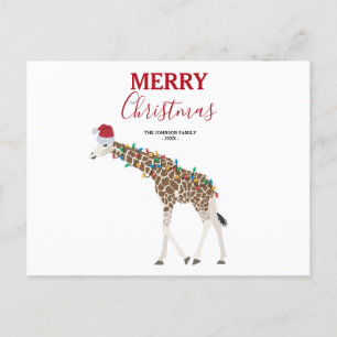 Navidades Giraffe gracioso animal con tarjeta de S
