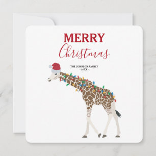 Navidades Giraffe gracioso animal con tarjeta de S