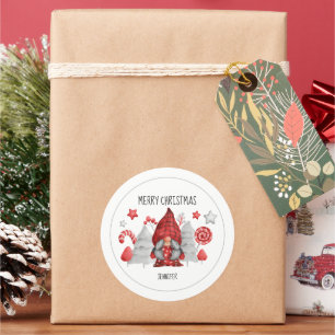 Navidades Gnome Pegatina redondo clásico