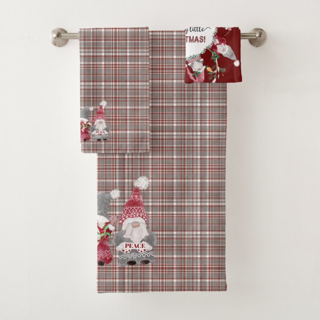 Navidades Gnome Red Gray Plaid Love Joy Peace (In situ)