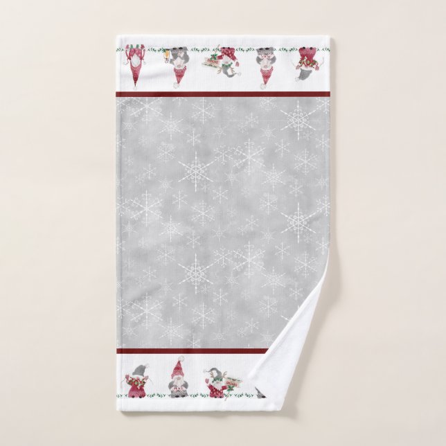 Navidades Gnomes Hygge Escandinavo Gris Rojo (Toalla de mano)
