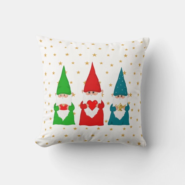 Navidades Gnomes & stars lanzan almohada (Anverso)