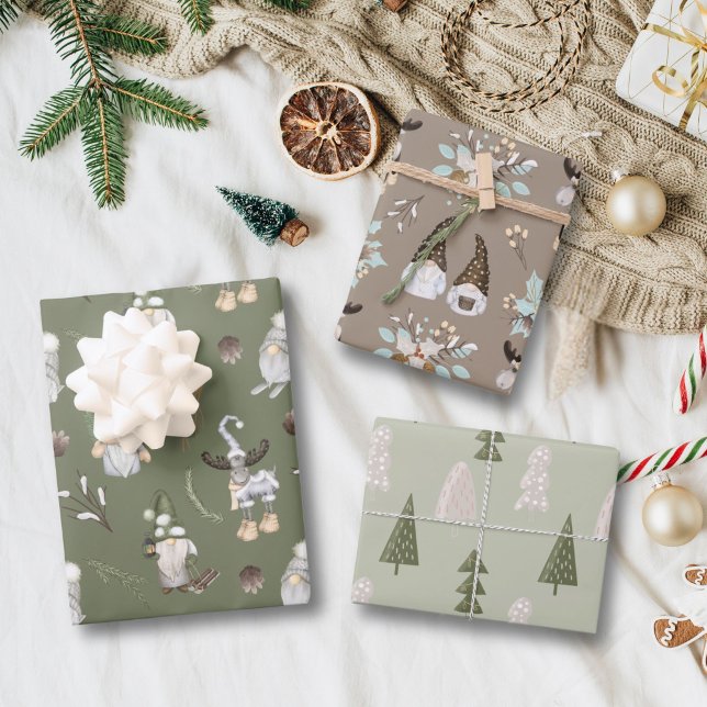 Navidades Gnomes Woodland Envolver hojas de papel (Subido por el creador)