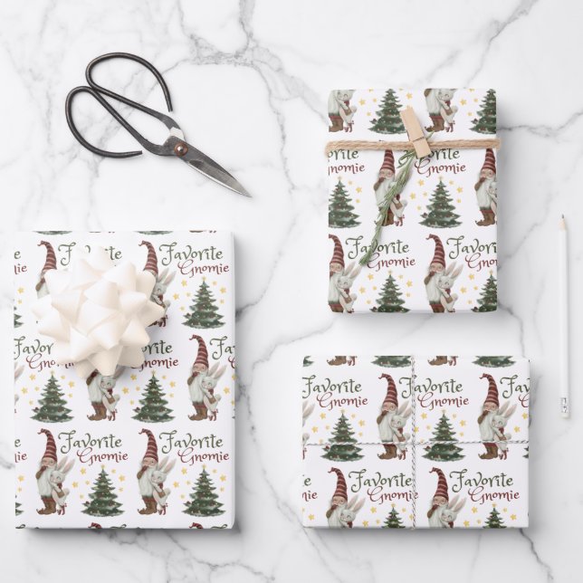 Navidades Gnomie favoritos envolviendo hojas de pa (Anverso)