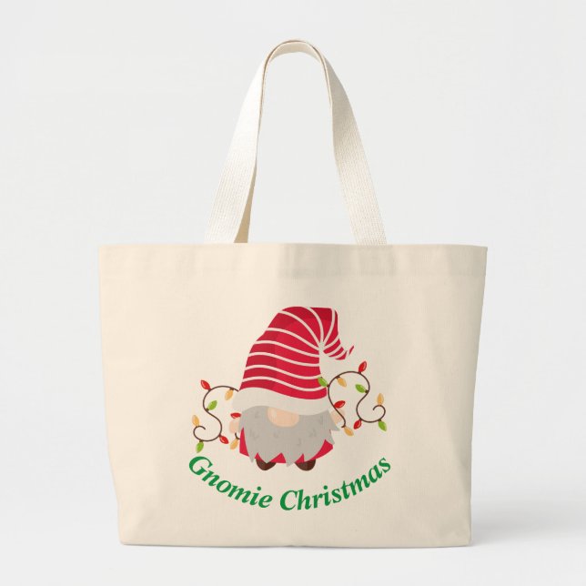 Navidades Gnomie Grandes Bolsas De Tote (Frente)