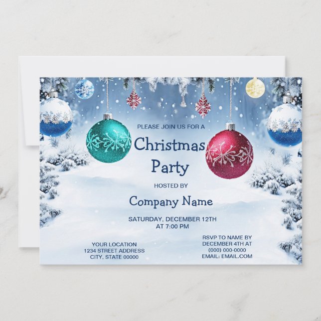 Navidades golpean a Snowy Holiday Party Invitación (Anverso)